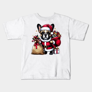 French Bulldog Santa Claus Christmas Kids T-Shirt